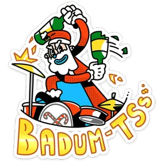 🎅 bd5993b9 Santa BADUM-Tss 산타, 크리스마스, 취함, 파티, 웃긴, 술 telegram sticker