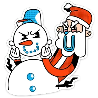 🎅 5ac56cb3 święty mikołaj, bałwan, środkowy palec, obraźliwy, boże narodzenie, zima, kreskówka telegram sticker