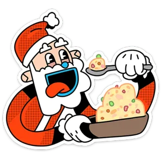 🎅 60df5da5 Santa Claus Święty Mikołaj, Boże Narodzenie, jedzenie, deser, kreskówka, święto, świąteczny telegram sticker