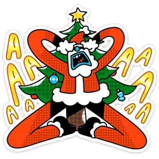 🎅 74dccc52 Santa Claus AAAA Święty Mikołaj, Boże Narodzenie, choinka, święta, panika, kreskówka telegram sticker