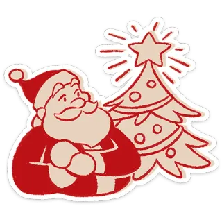🎅 9071e9fa Santa Claus Sinterklas, Natal, Pohon Natal, Liburan, Meriah, Musim Dingin telegram sticker