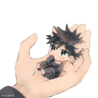 🖤 0b533310 @HAWKS Chibi, Carino, Kawaii, Stile anime, Orecchie da gatto, Bebè telegram sticker