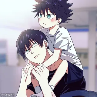 🖤 201fa537 @HAWKS Anime, Cartone animato, Ragazzo, Bambino, Papà, Padre, Genitore, Spalla telegram sticker