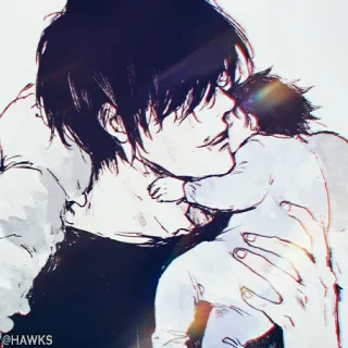 🖤 6e91e1cc @HAWKS Anime, Uomo, Bambino, Padre, Arte, Illustrazione telegram sticker