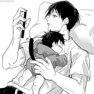 🖤 8d789f3b Anime, Manga, Papà, Bebè, Dormire, Carino telegram sticker