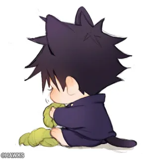 🖤 c3a4b6b6 @HAWKS Anime, Manga, Chibi, Carino, Orecchie da gatto telegram sticker