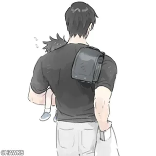 🖤 ef9b54fc @HAWKS genitorialità, bambino, famiglia, padre, anime, cartone animato telegram sticker
