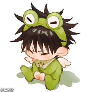 🖤 fe4caab5 @HAWKS Anime, Cartone animato, Bebè, Rana, Carino, Chibi telegram sticker