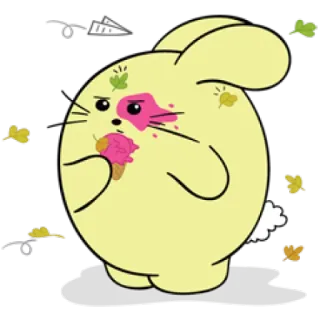 😠 b5366587 милый, кролик, мороженое, мультфильм, стикер telegram sticker