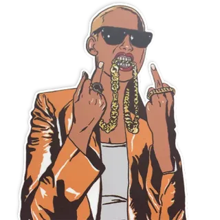 🖕 449921c1 Stinkefinger, Goldkette, Sonnenbrille, Offensiv telegram sticker