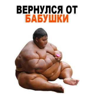 🙈 bfde44c9 ВЕРНУЛСЯ ОТ БАБУШКИ 奶奶, 胖, 小孩, 幽默 telegram sticker