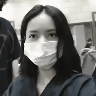 🎧 75f8012e person, face mask, black and white, indoors, monochrome, portrait whatsapp sticker