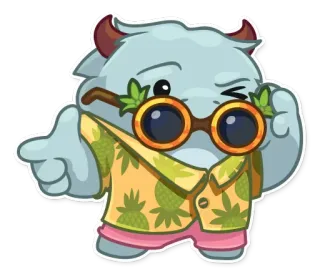 😎 ae405187 Mostro, Cartone animato, Carino, Occhiali, Maglietta, Ananas telegram sticker
