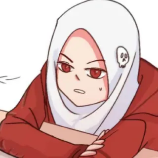 😄 2adb6c5f Anime, Cartoon, Frau, Hijab, Totenkopf, Rot, Charakter telegram sticker