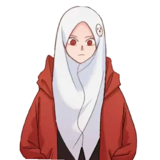 😄 37a18bc0 Anime, Frau, Hijab, Hoodie, Cartoon telegram sticker