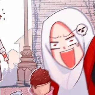 😄 3f17fe33 Hijab, Muslim, Eis, Niedlich, Cartoon, Schädel, Fröhlich telegram sticker