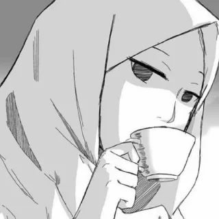 😄 5e0ba118 Anime, Mädchen, Hijab, Kaffee, Tee, Frau, Muslimisch telegram sticker