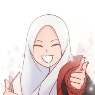 😄 94d244a3 Hijab, Muslim, Frau, Daumen hoch, Anime, Cartoon telegram sticker