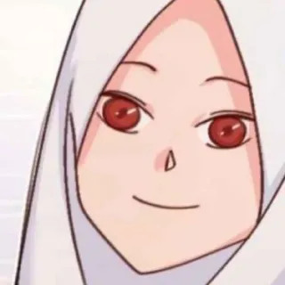 😄 c3f370fa Frau, Hidschab, rote Augen, Cartoon, Anime, Lächeln telegram sticker