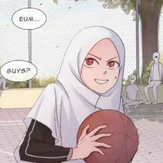 😄 e18af125 EUM... GUYS? Hijab, Basketball, Mädchen, Anime, Manga telegram sticker