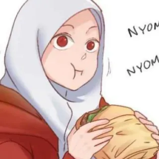 😄 ec1f8ebf NYOM NYOM Hijab, Essen, Cartoon, Snack, Sandwich, Anime telegram sticker