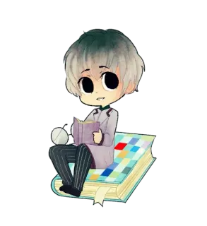 📘 02a76b76 Anime, Personnage, Lecture, Livre, Chibi, Mignon, Manga, Autocollant telegram sticker