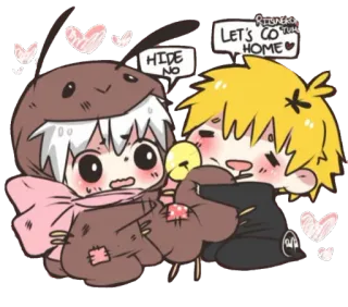 😆 076fb756 HIDE NO kawaii, mignon, chibi, animé, dessin animé, amour telegram sticker