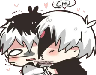 💋 66dbd8a7 CHU Anime, Mignon, Dessin animé, Baiser, Chibi, Coeurs telegram sticker