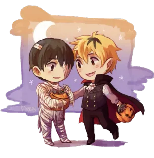 👻 67806804 halloween, momie, vampire, animé, dessin animé, mignon, bonbons ou un sort, personnages telegram sticker