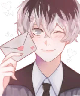 📝 90824a69 Anime, Garçon, Coeur, Lettre, Mignon, Clin d'oeil telegram sticker