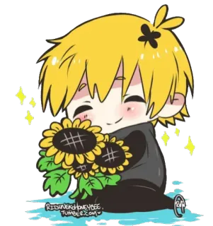 🌻 9e5a2bc4 RITSUNEKOHONEYBEE. TUMBLR.com Animé, Chibi, Tournesols, Mignon, Kawaii, Fanart telegram sticker
