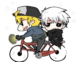 😍 a25a6fe6 dessin animé, vélo, chibi, kawaii, amitié, animé telegram sticker