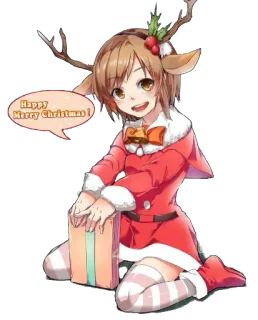 👸 dbfb82d4 Happy Merry Christmas! noël, renne, animé, fille, fête, cadeau, mignon telegram sticker