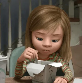 🤖 1e7e0579 Riley Inside Out cartoon, movie, Inside Out, Riley, sadness, eating telegram sticker