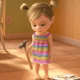 🤖 732aeb61 Sadness Inside Out Sadness, Inside Out, hammer, broken plate, disappointment, cartoon character telegram sticker