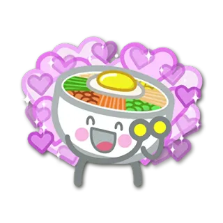💖 56296b8d comida, tigela, desenho animado, kawaii, fofo, corações, ovo telegram sticker