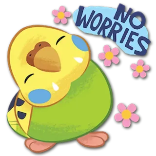 😀 6605549d NO WORRIES pássaro, fofo, kawaii, animal, sem preocupações, positivo telegram sticker