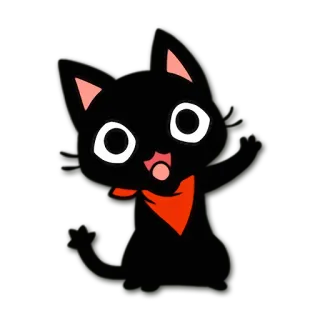 🙋 7c448b45 gato, gato preto, animal, desenho animado, fofo, adesivo telegram sticker