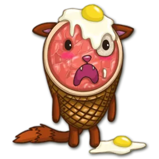 😧 a3dfe1ea carne, ovo, animal, monstro, fofo, comida telegram sticker