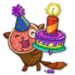 🎂 af6632aa aniversário, gato, bolo, festa, celebração, desenho animado telegram sticker