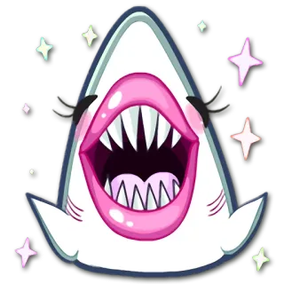 👄 c5a58787 tubarão, dentes, boca, engraçado, desenho animado, brilho telegram sticker