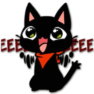 😃 ee320bd1 EEEE gato, assustado, desenho animado, fofo, gato preto telegram sticker