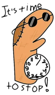 😃 49228dd8 It's time to STOP! Kreskówka, Zegar, Stop, Szyte, Okulary telegram sticker