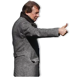 👍 f0ba8872 uomo, pollice in su, cappotto grigio, gesto, positivo whatsapp sticker