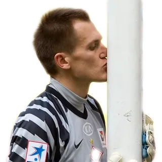 ❤ 0a8b7a2e soccer, goalkeeper, sports, kissing, pole telegram sticker