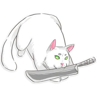 😱 744cbf75 mèo, kiếm, katana, động vật, thú cưng, vũ khí telegram sticker