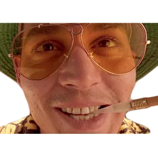 😊 da2fd373 Raoul Duke Fear and Loathing in Las Vegas Raoul Duke, Johnny Depp, Paura e delirio a Las Vegas, Uso di droghe, Fumo telegram sticker