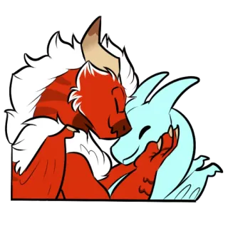 ❤️ 259a16de naga, furry, imut, peluk, cinta, binatang, kartun whatsapp sticker