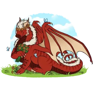 💐 27803179 naga, bunga, kupu-kupu, fantasi, makhluk, binatang, mitos whatsapp sticker