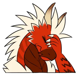 😵 2d7d71cd naga, kartun, frustrasi, sedih, antropomorfik, merah, makhluk, monster whatsapp sticker